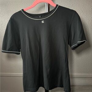 CHANEL Vintage Black Tee T Shirt Short Sleeve Size Small